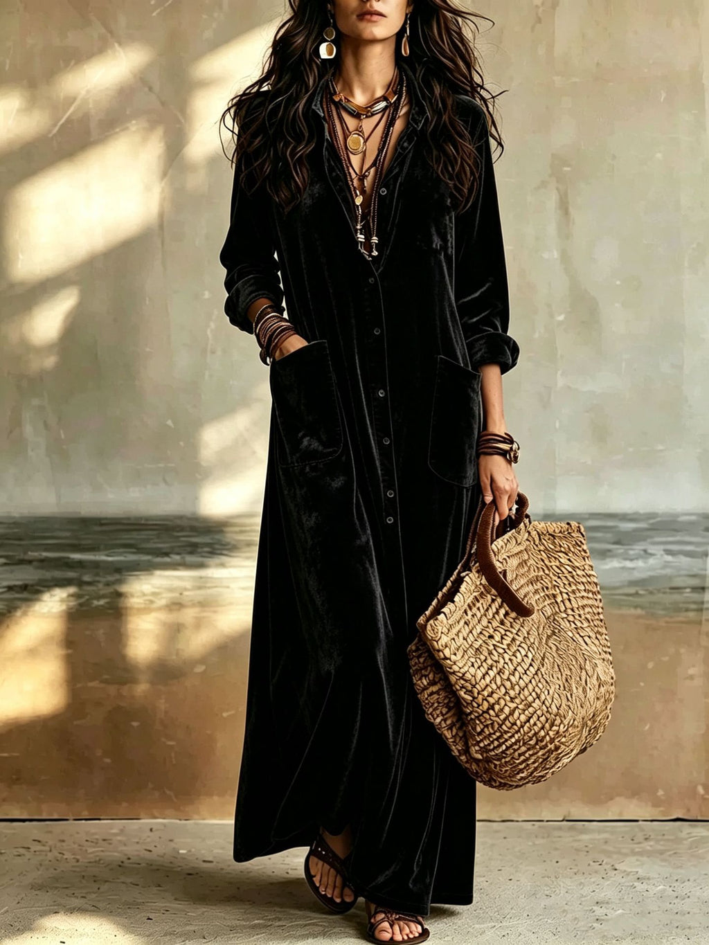 Weisses Velvet-Kleid mit langen Ärmeln – Bild 6 | LuxeStyle