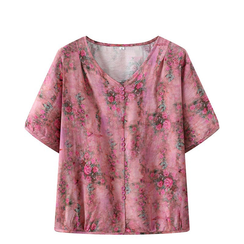 Bluse mit V-Ausschnitt und Blumenmuster – Bild 7 | LuxeStyle