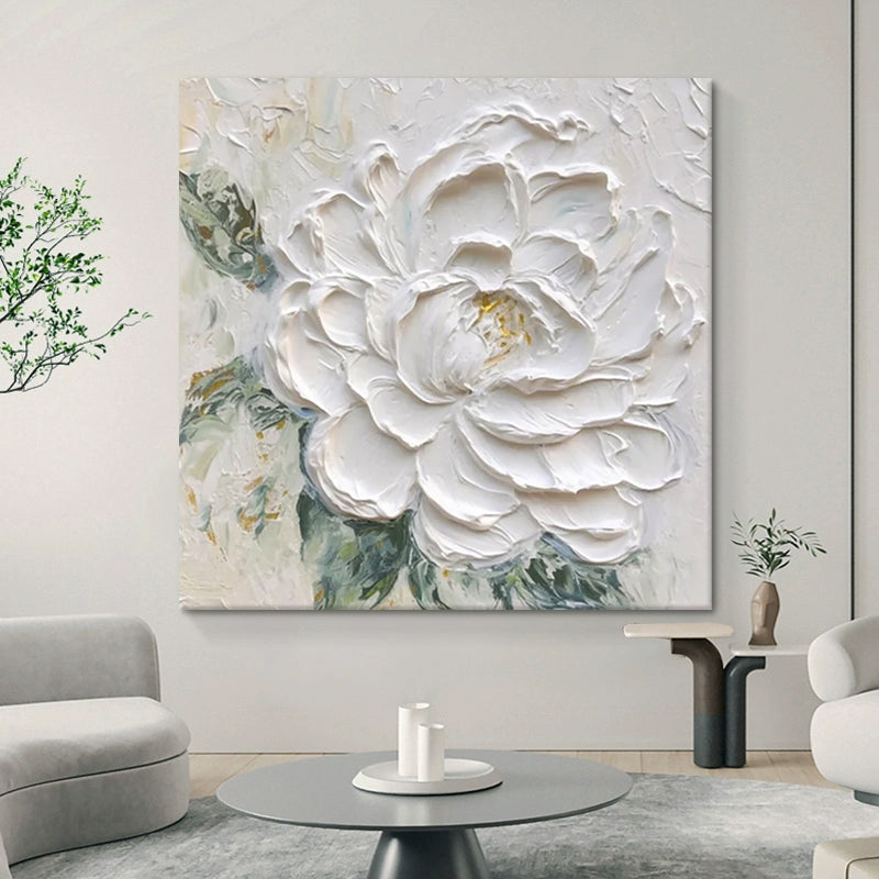 Cremeweisse Pfingstrosen-Blumen Ölgemälde – Bild 5 | LuxeStyle