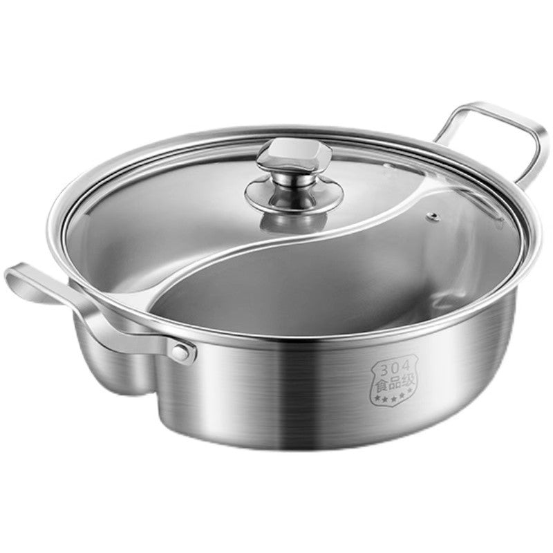 Zwei-Geschmacks Hot Pot, 32cm, mit Glasdeckel
