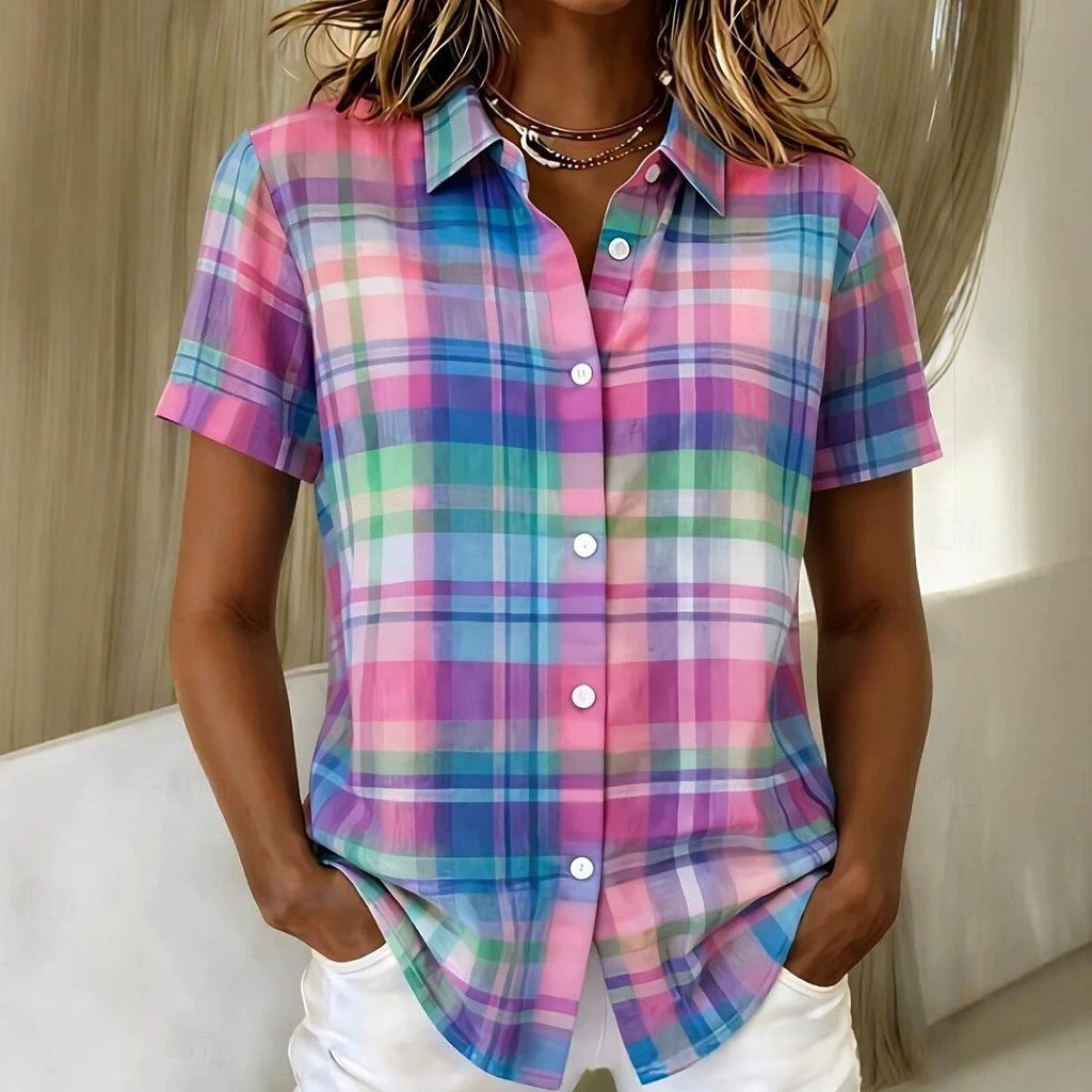 Gestreifte Retro-Bluse mit Blumenmuster