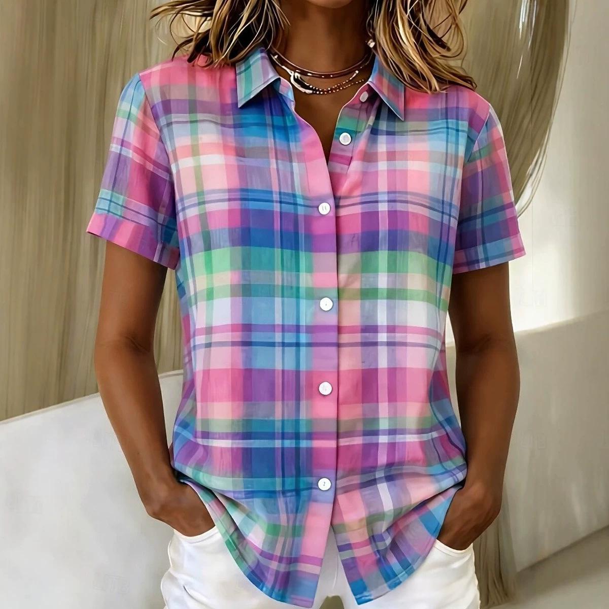 Gestreifte Retro-Bluse mit Blumenmuster