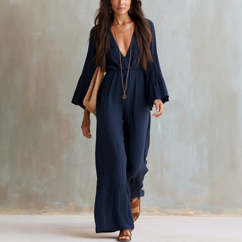 Bohemian Jumpsuit mit V-Ausschnitt
