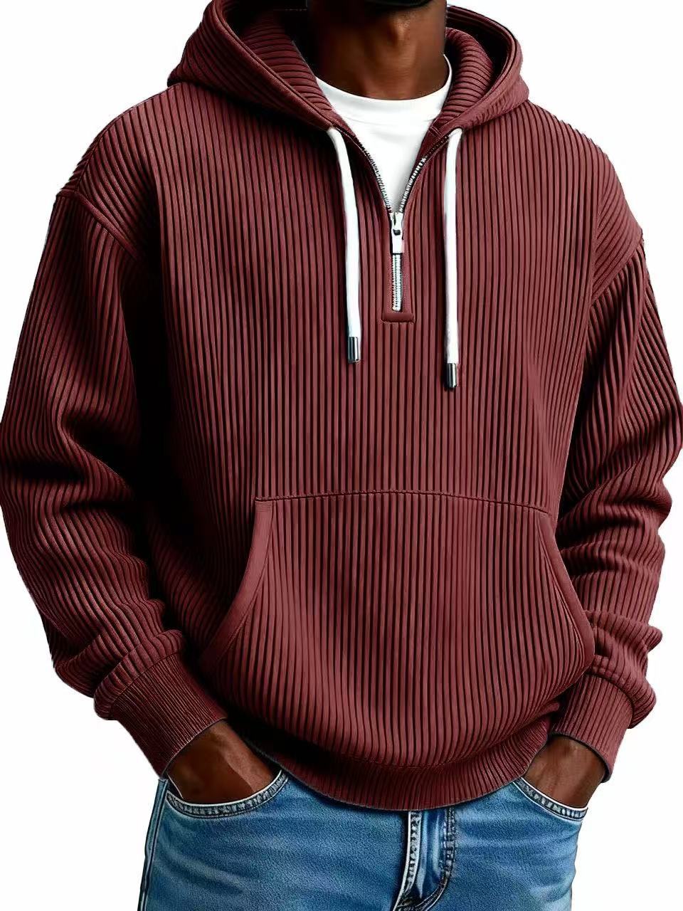 Herren Corduroy Hoodie Langarm
