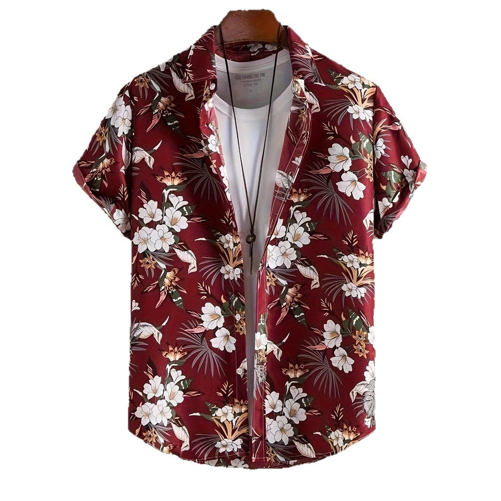 Kurzarmhemd mit Blumenmuster für Herren – Bild 5 | LuxeStyle