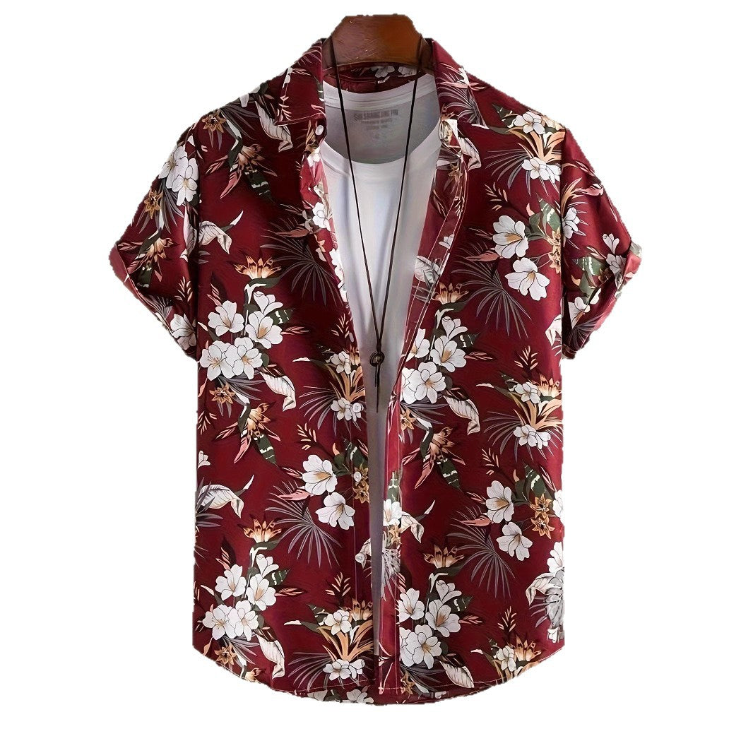 Kurzarmhemd mit Blumenmuster für Herren – Bild 5 | LuxeStyle