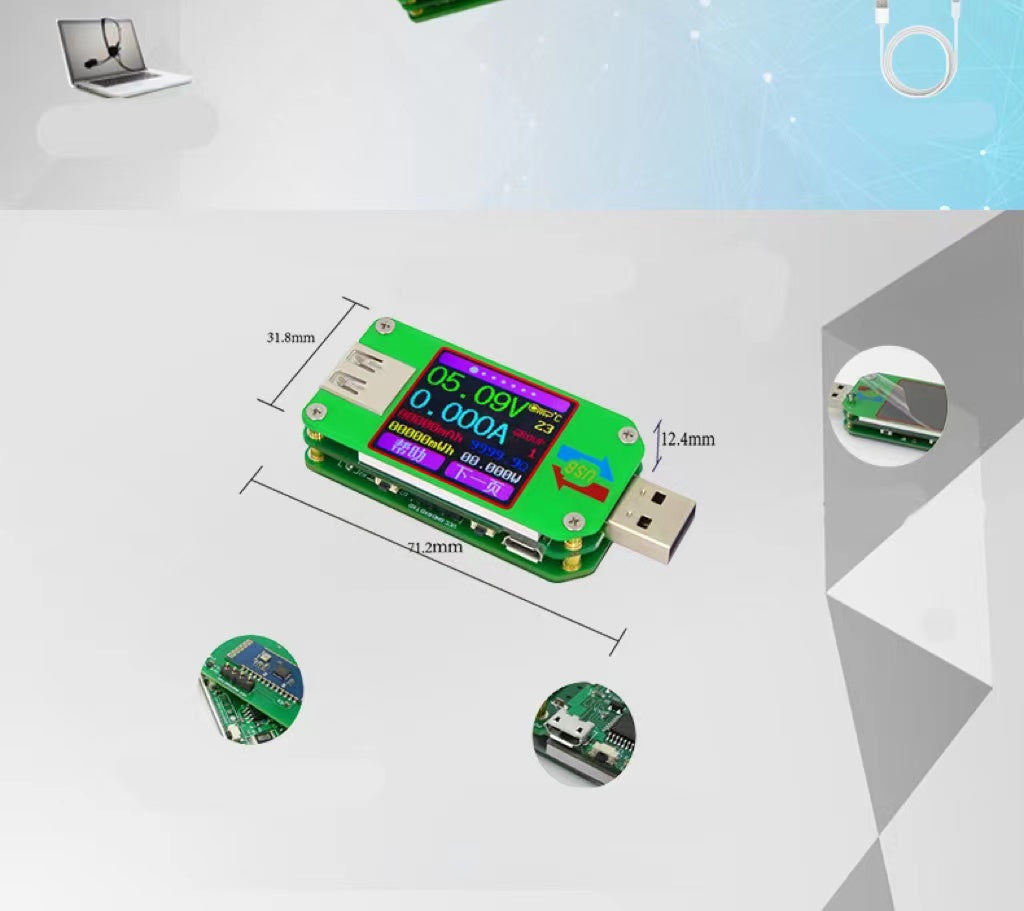 USB 2.0 Farbdisplay Tester mit Bluetooth