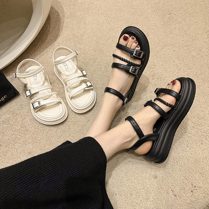 Pure Color Riemchensandalen mit runder Zehenpartie – Bild 5 | LuxeStyle