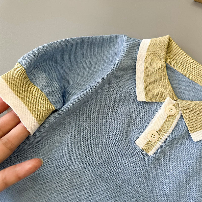 Baby Strick-Set Kurzarm-Oberteil und Shorts
