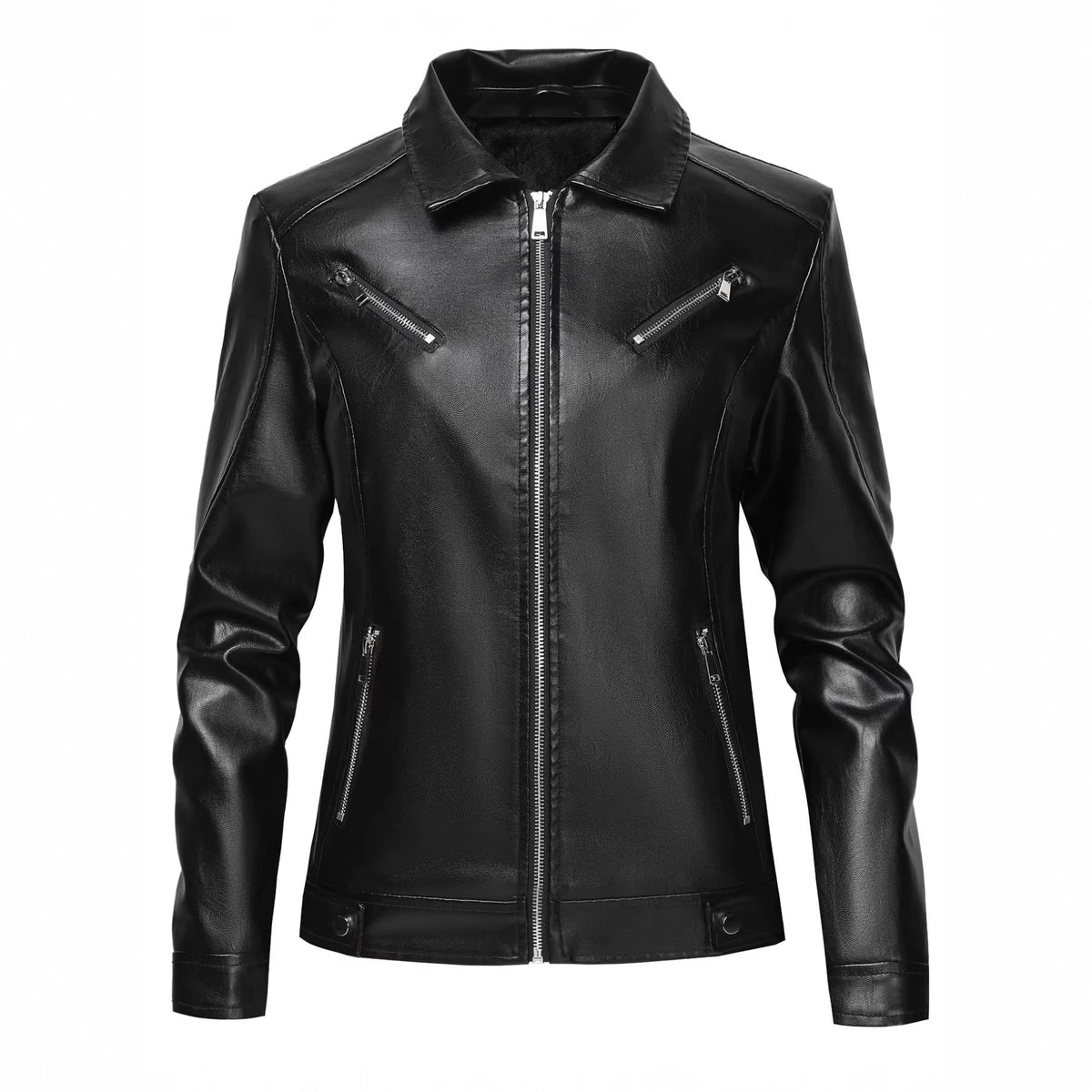 PU Lederjacke Damen, Slim Fit, Schwarz – Bild 8 | LuxeStyle