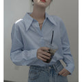 Damen französisch vintage Blau Hemd
