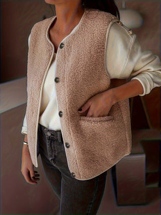 Ärmellose Blazer-Weste mit Knopfleiste