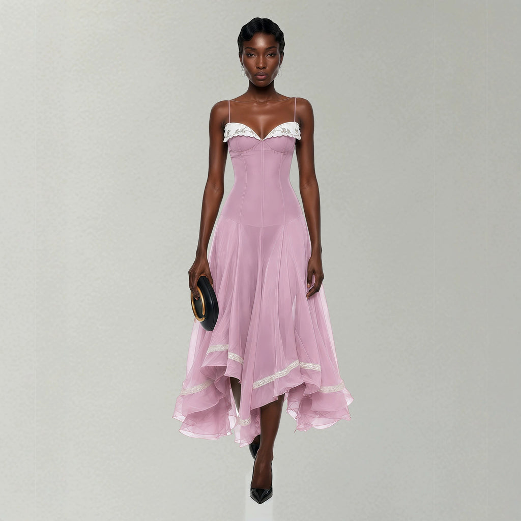 Elegantes Asymmetrisches Wave-Hemd Kleid