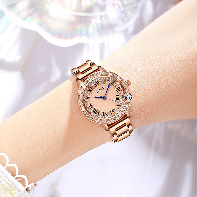 Quarz-Uhr mit Volldiamanten-Glanz aus Edelstahl – Bild 3 | LuxeStyle