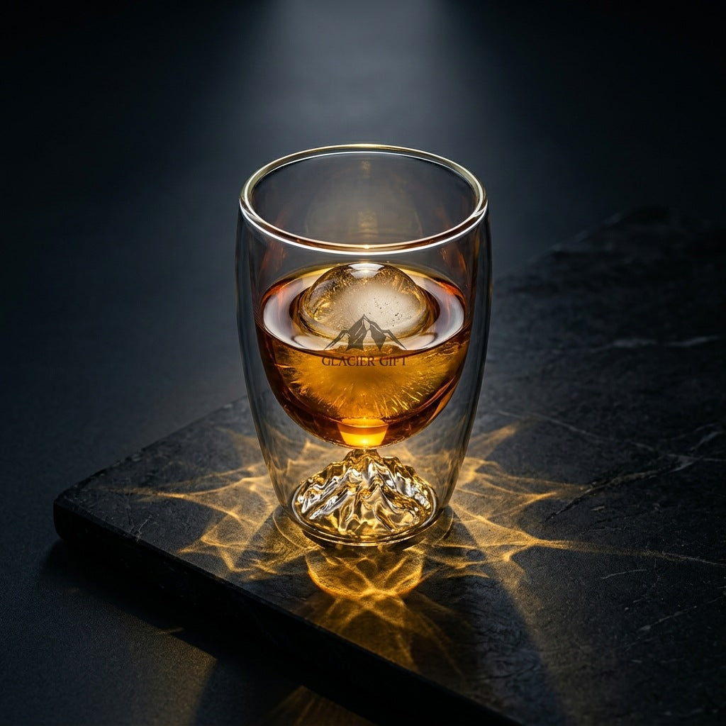 Doppelwandiges Glas mit Schneeberg-Muster