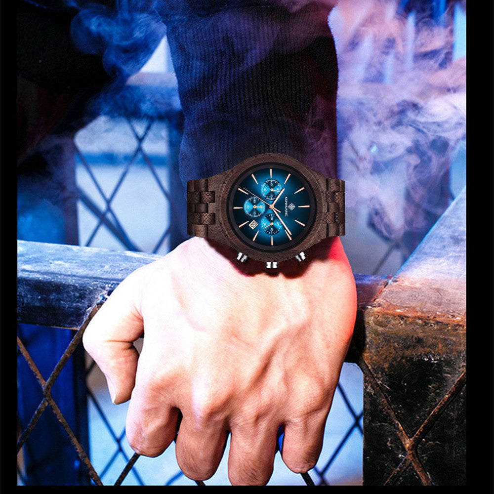 Holzarmbanduhr mit Multifunktionswerk | LuxeStyle