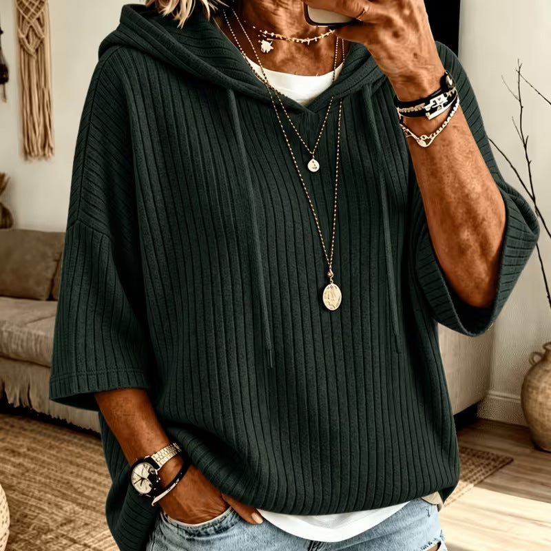 Unifarbener Hoodie mit doppelter Kapuze