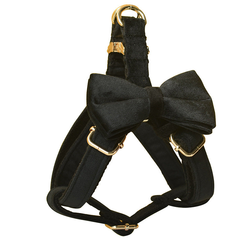 Hundegeschirr aus schwarzem Flanell mit goldener Schnalle – Bild 3 | LuxeStyle