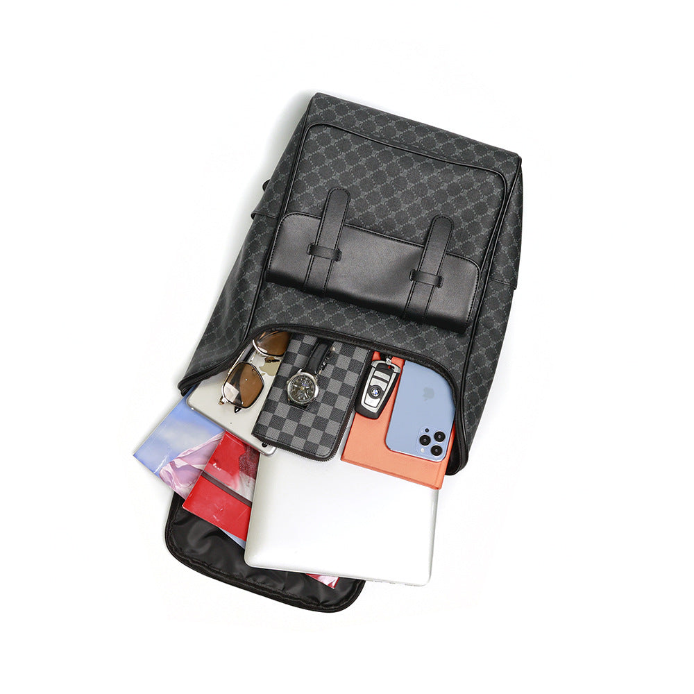 Grosses Casual-Rucksack mit PU-Leder und Buchstaben-Print | LuxeStyle