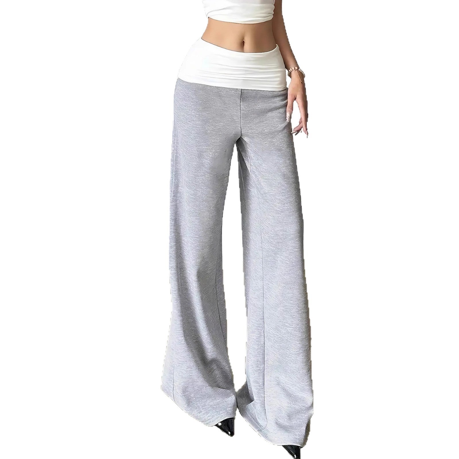 Hellegraue Slimming Wide Leg Hose