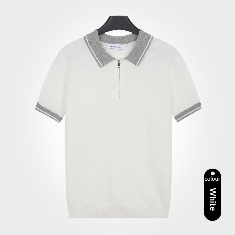Polo-Shirt Kurzarm Kontrastfarbener Revers Herren – Bild 5 | LuxeStyle
