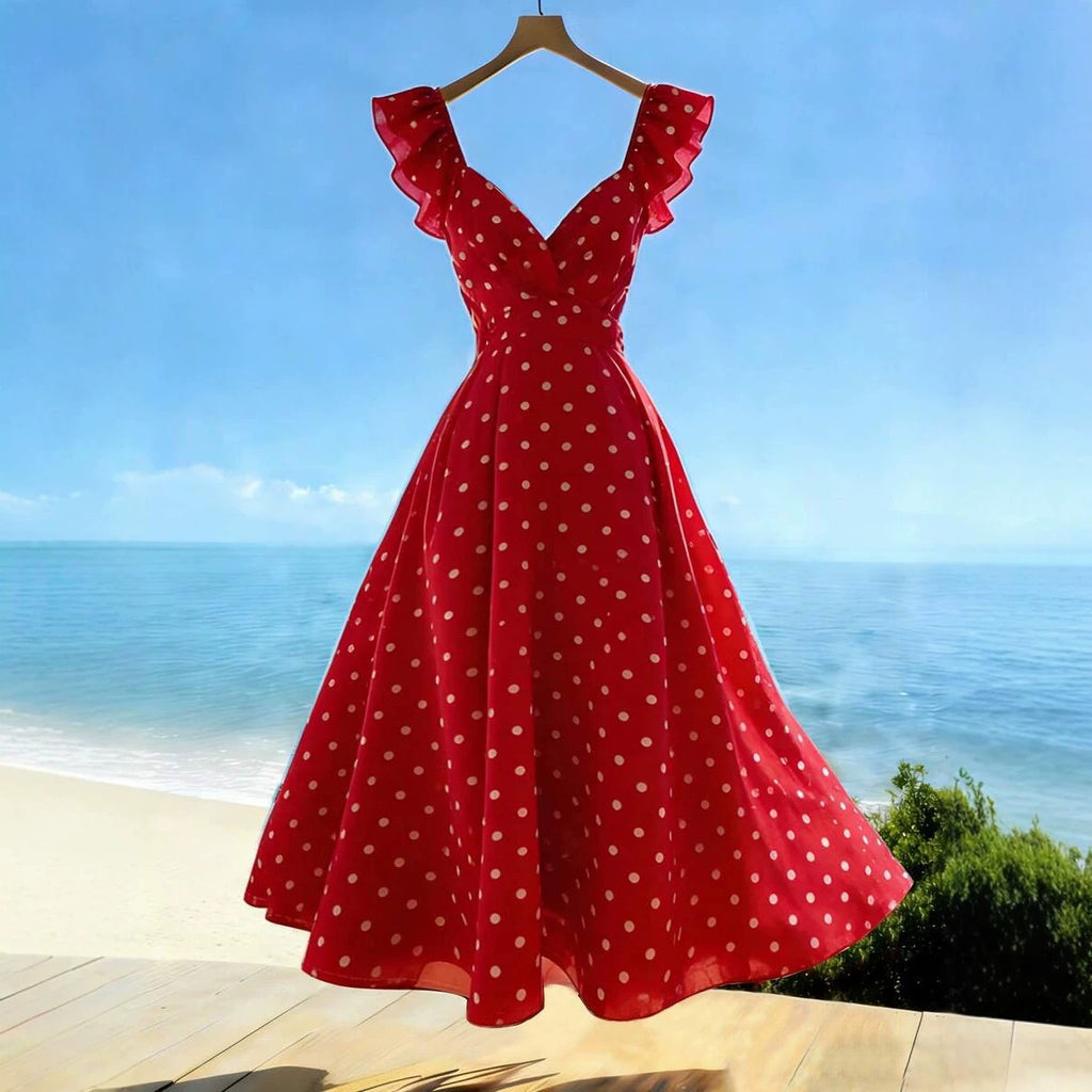 Freizeitkleid mit V-Ausschnitt und Rüschen – Bild 5 | LuxeStyle