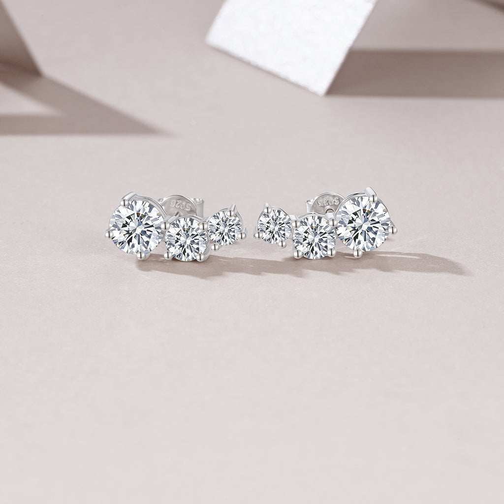 Moissanit-Ohrstecker «Trilogie» 1 ct · 925 Silber