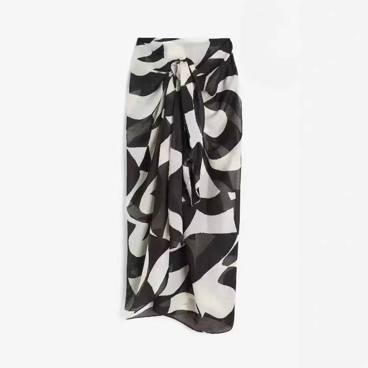 Schwarze & weisse Chiffon-Rock – Bild 1 | LuxeStyle