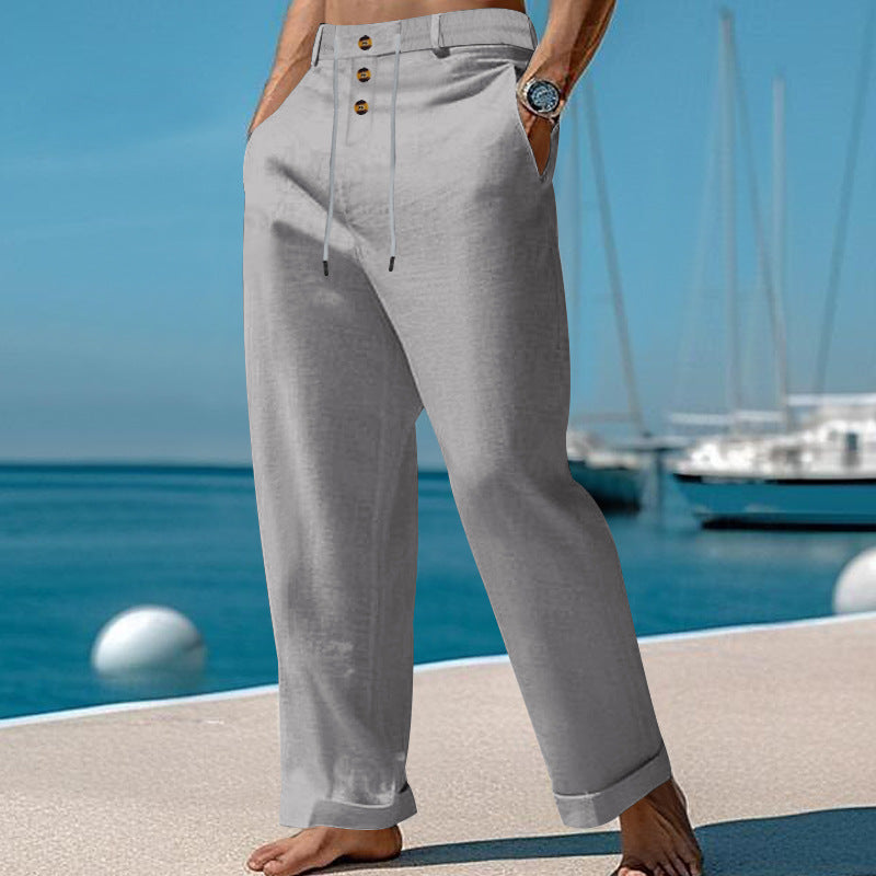 Herren Leinen-Hose Lino Straight-Leg