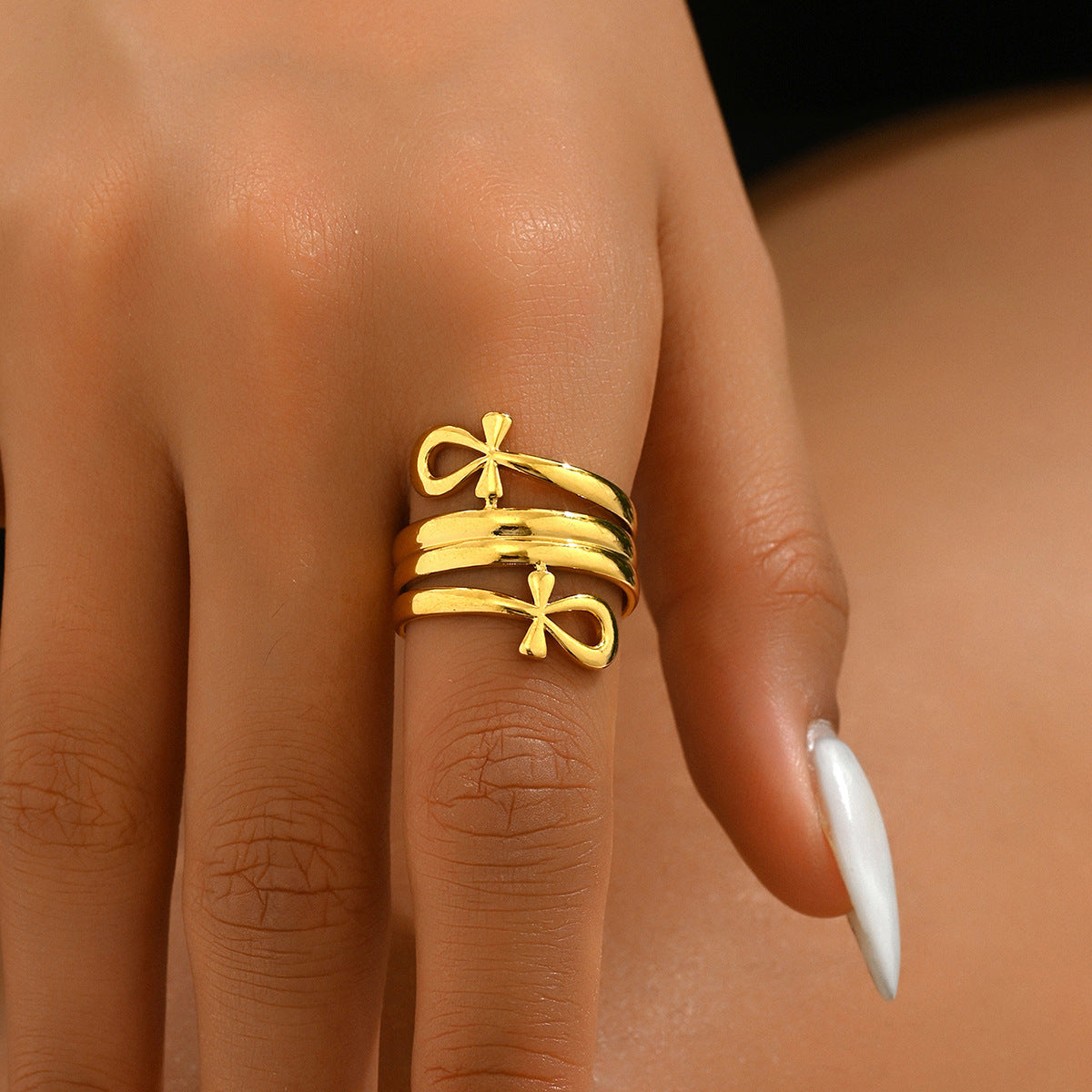 Unisex-Ringe mit doppellagigem Knotendesign für Paare – modisch