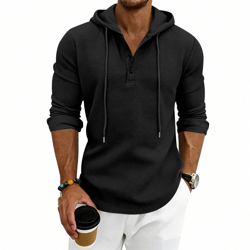 Loose-fit Retro Henley Langarm-Sweatshirt