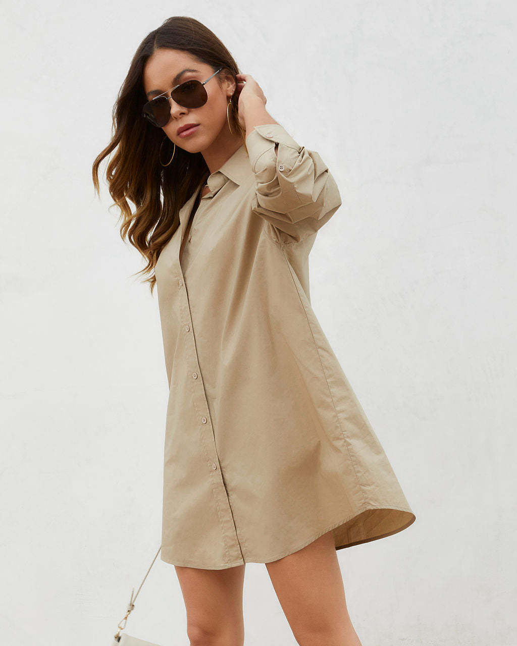 Locker geschnittenes Langarmshirt mit V-Ausschnitt | LuxeStyle