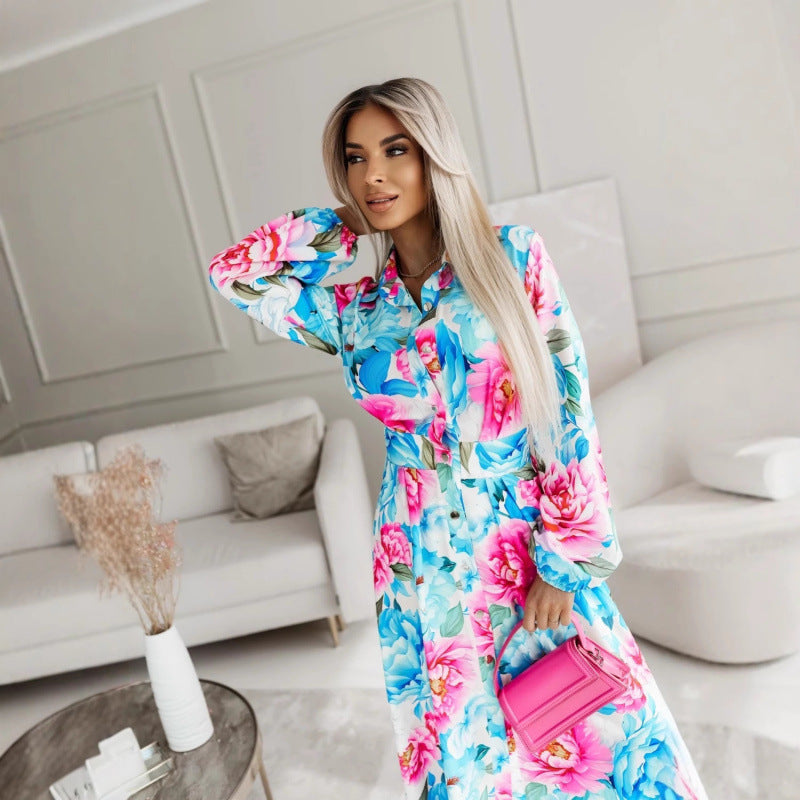Bedrucktes Langarm-Hemdblusenkleid – Bild 10 | LuxeStyle