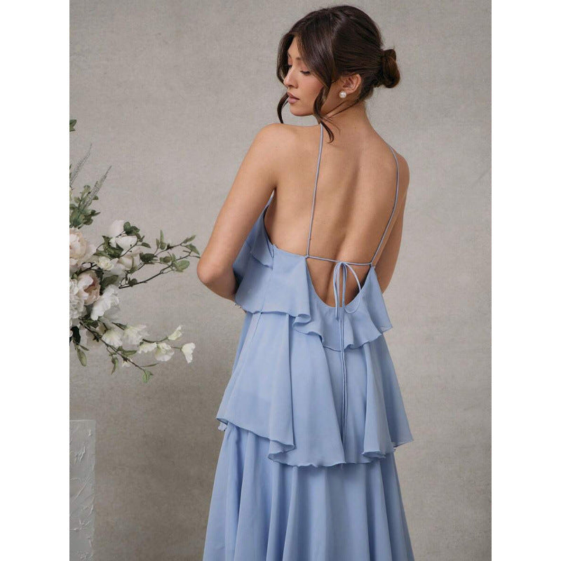 Damen Chiffon Neckholder-Kleid