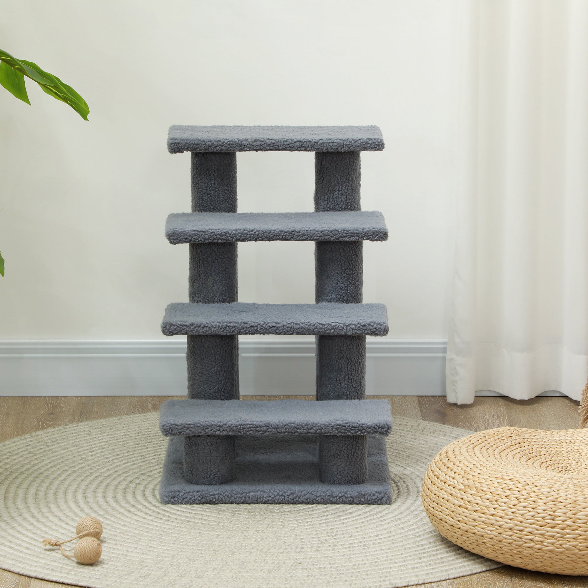 Kratzbaum-Treppe für Katzen, 4 Stufen, Grau