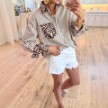 Damen Langarmshirt mit Leoparden-Patchwork