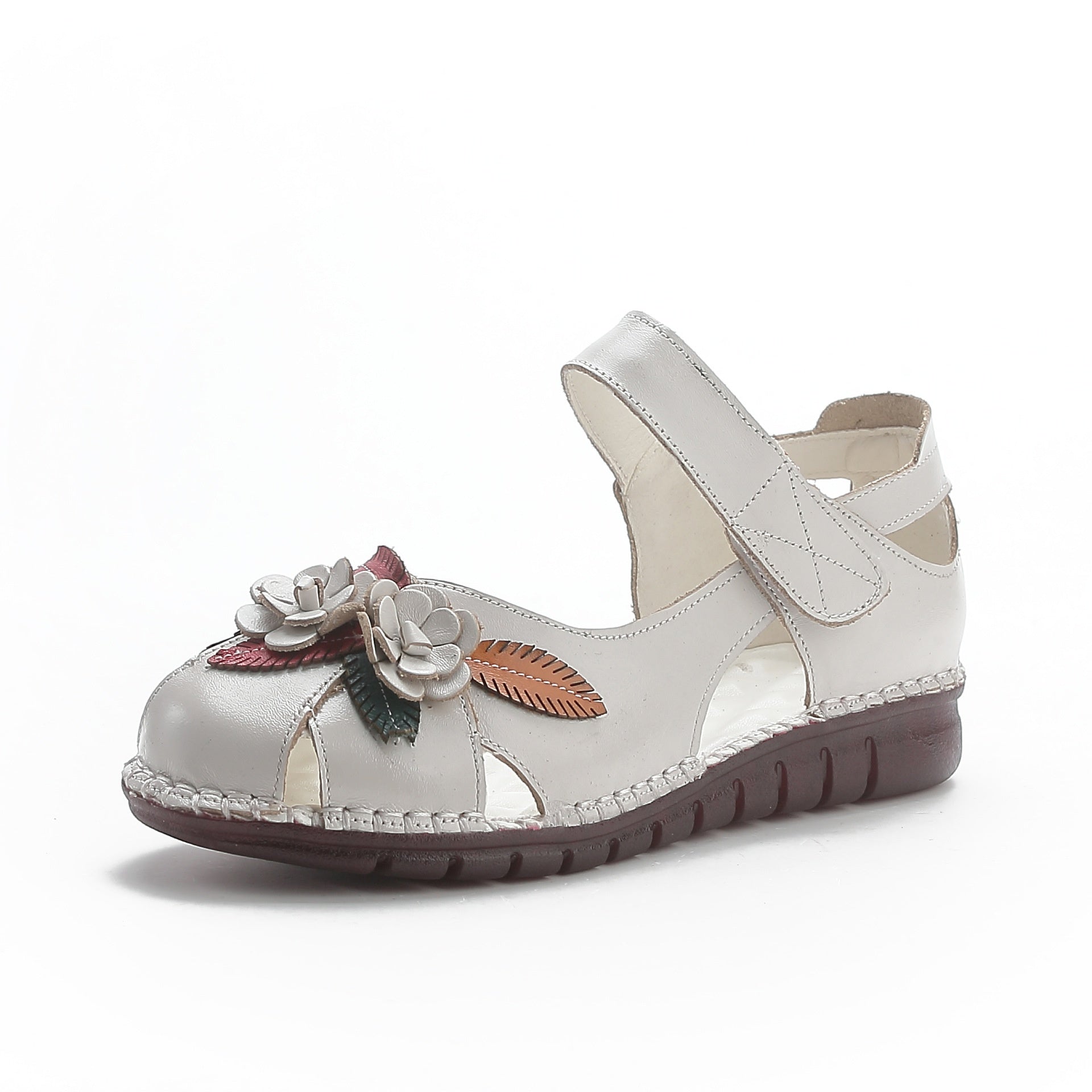 Flache Sandalen aus echtem Leder