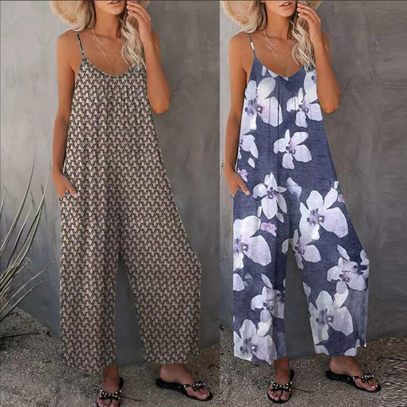 Damen Jumpsuit mit weitem Bein und Print