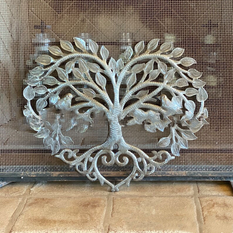 Metall-Wanddekoration Herz Baum des Lebens