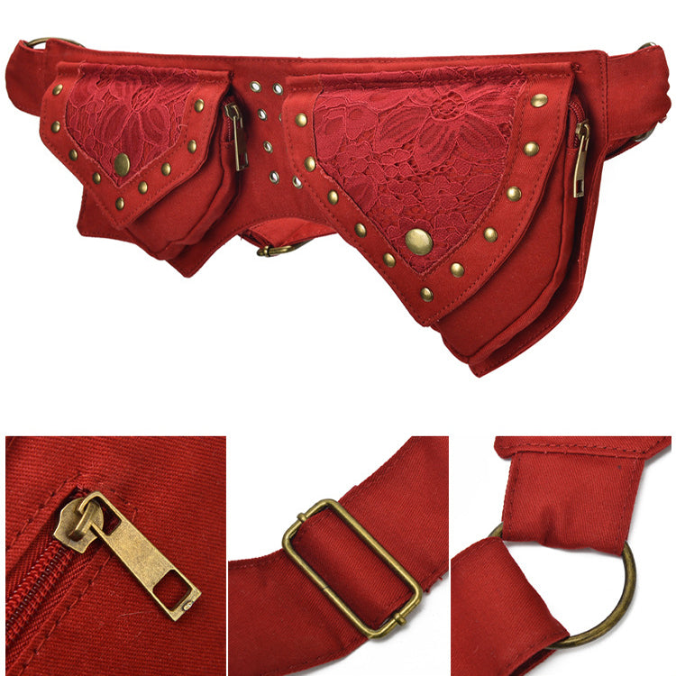 Vintage Hüfttasche Damen, strapslos aus Baumwolle