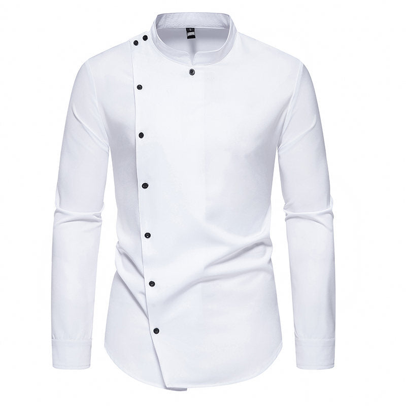 Herren Langarmhemd mit Stehkragen | LuxeStyle