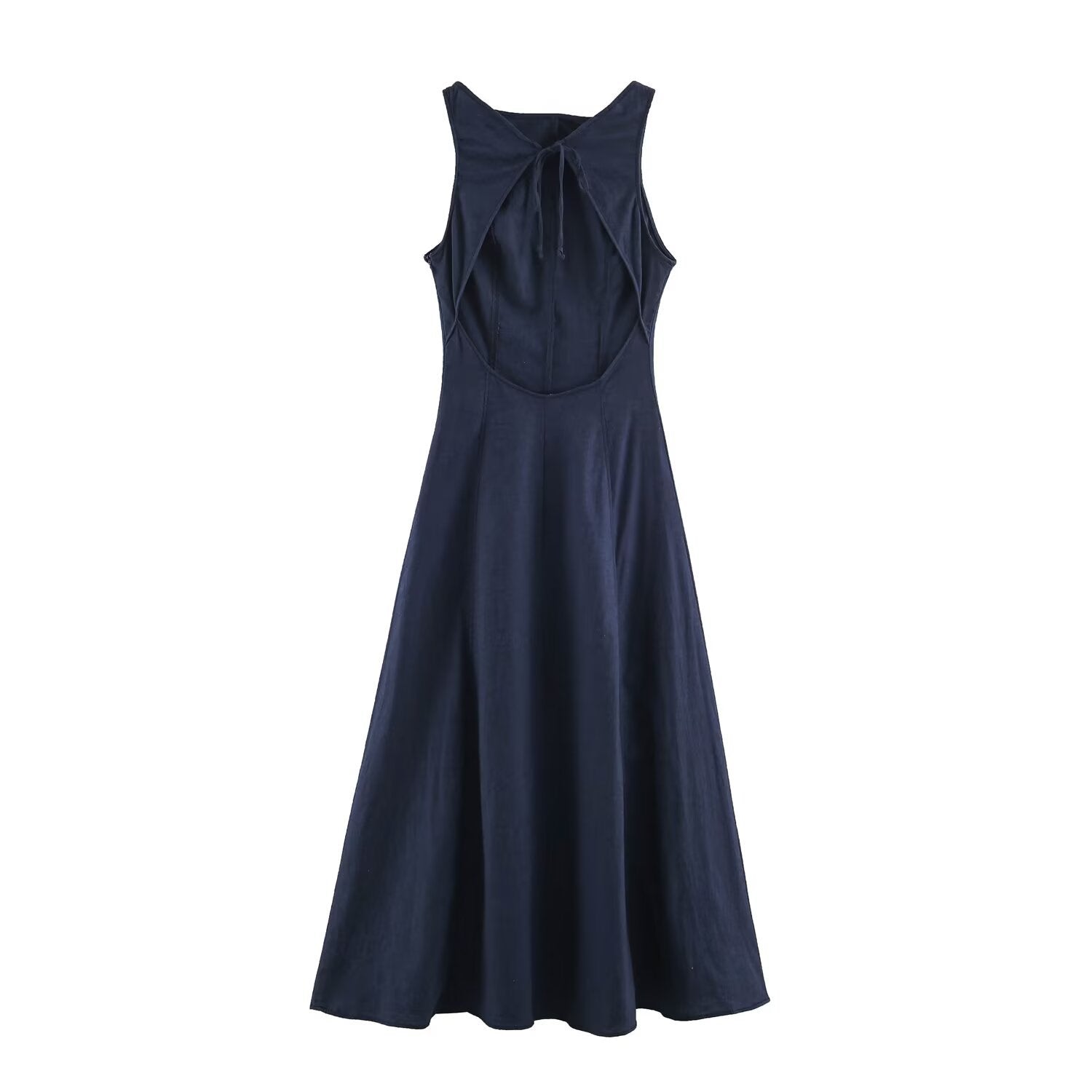 Ärmelloses A-Linien-Kleid mit offenem Rücken