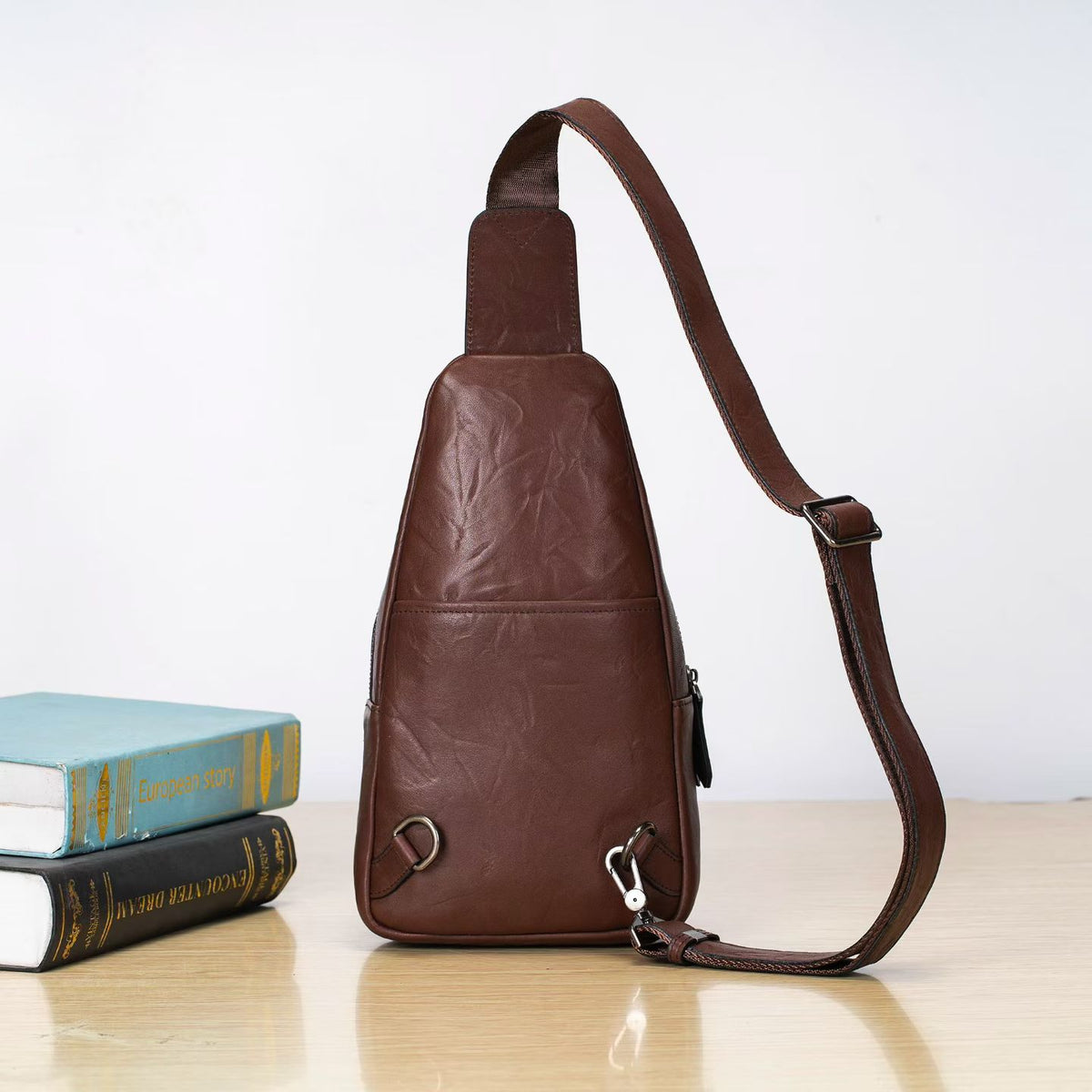 Genuine Leder Crossbody Tasche – Kaffee | LuxeStyle