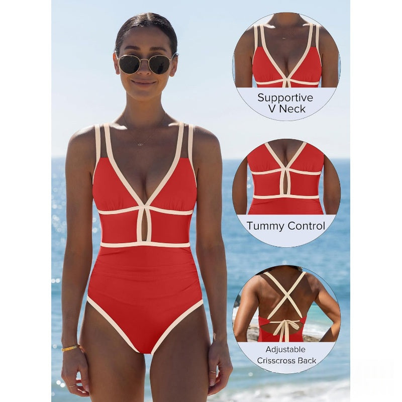 Color Block Badeanzug für Damen