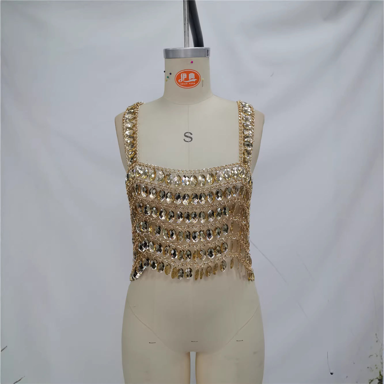 Glitzerndes Bustier-Top mit Edelstein-Details