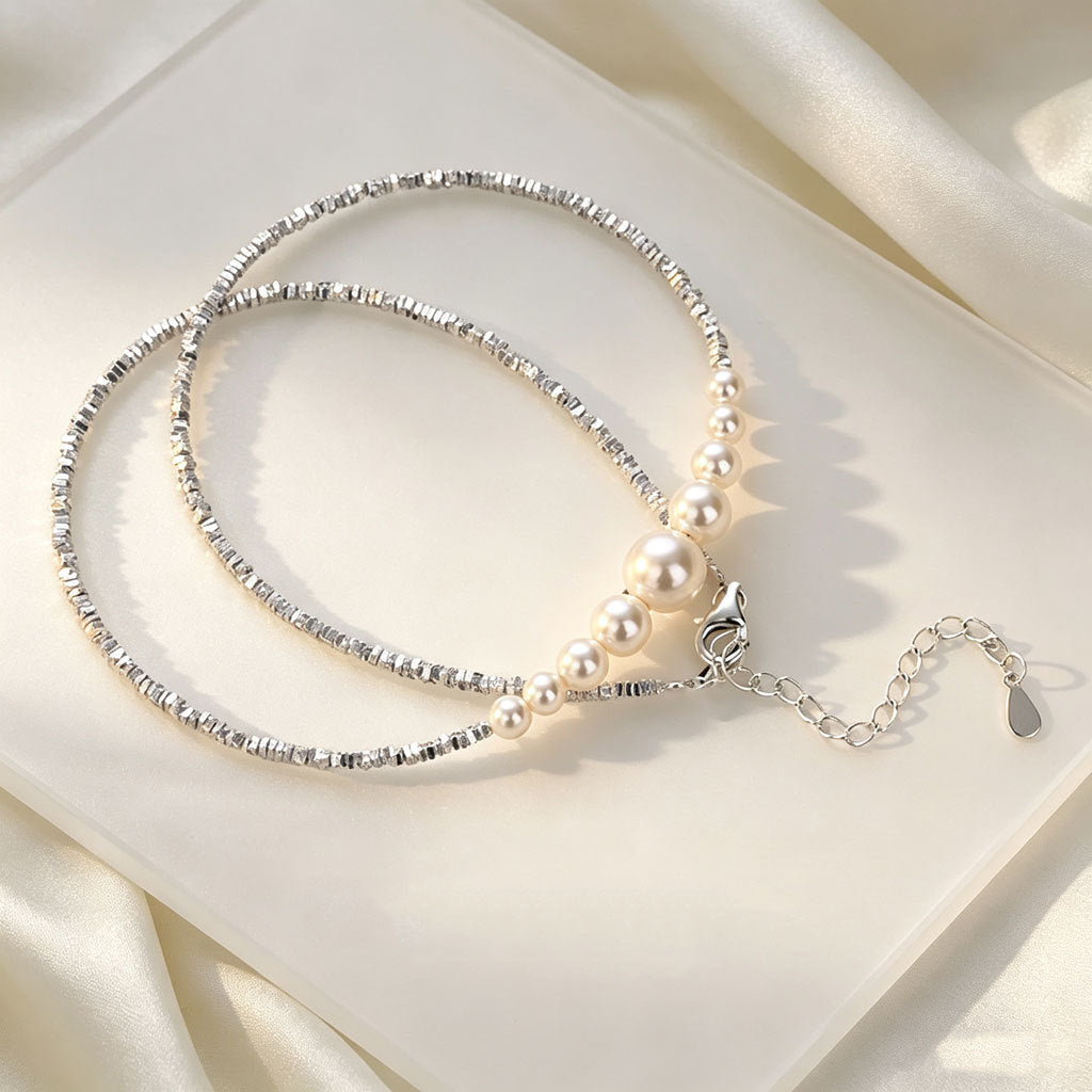 Silbernes Perlen-Armband · filigran
