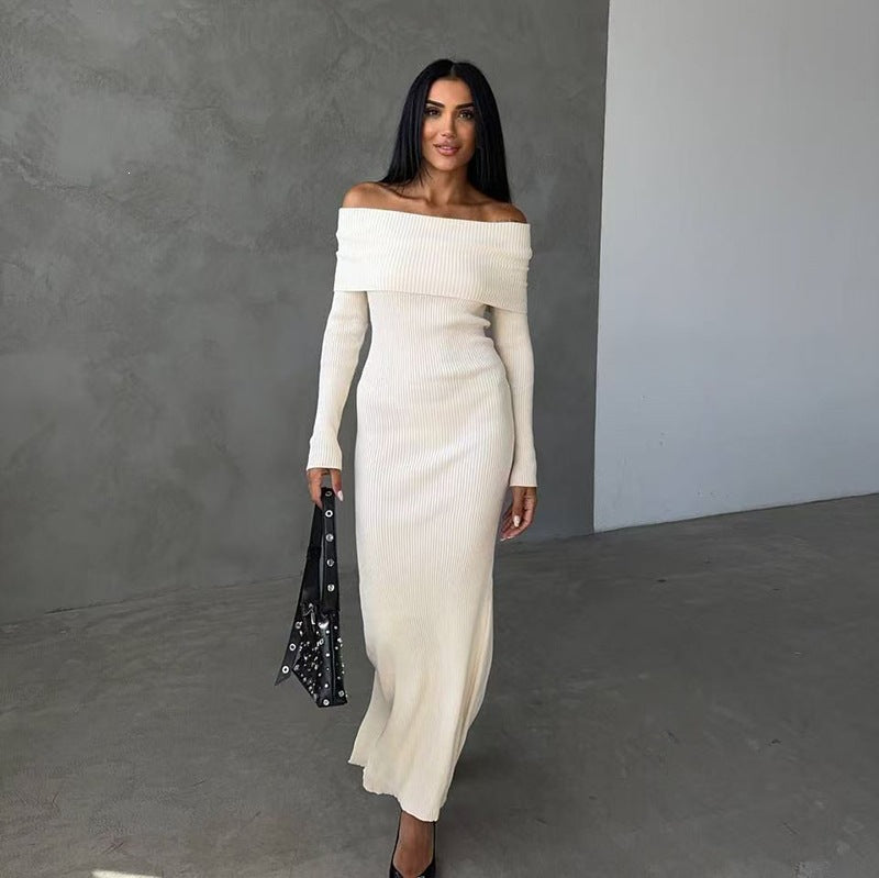 Schulterfreies Strickkleid gestreift – Bild 11 | LuxeStyle