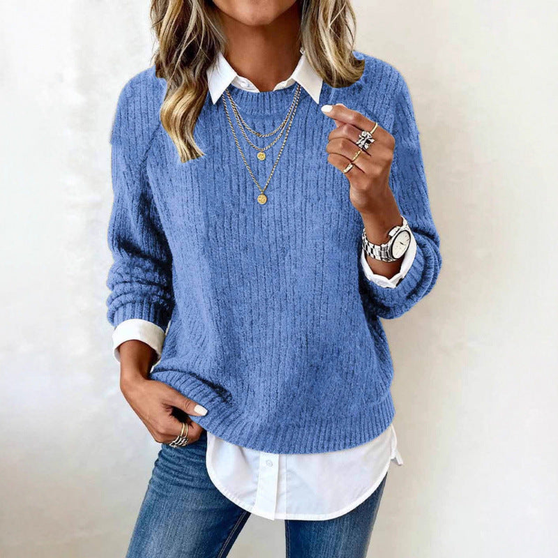 Freizeit-Pullover mit Rundhals und langen Ärmeln