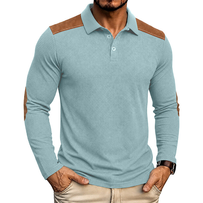 Männliches Langarm-Waffel-Polo-Shirt – Bild 11 | LuxeStyle