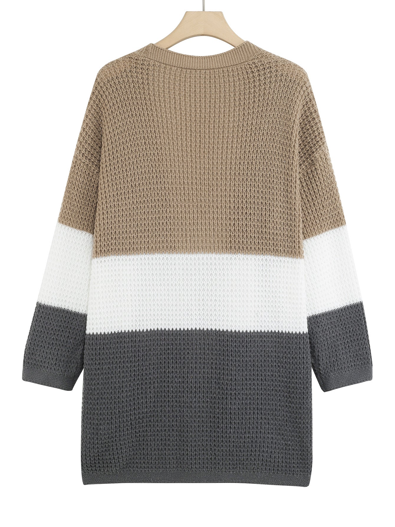 Boho Plus-Grösse Langarm Strickcardigan mit Laternenärmeln
